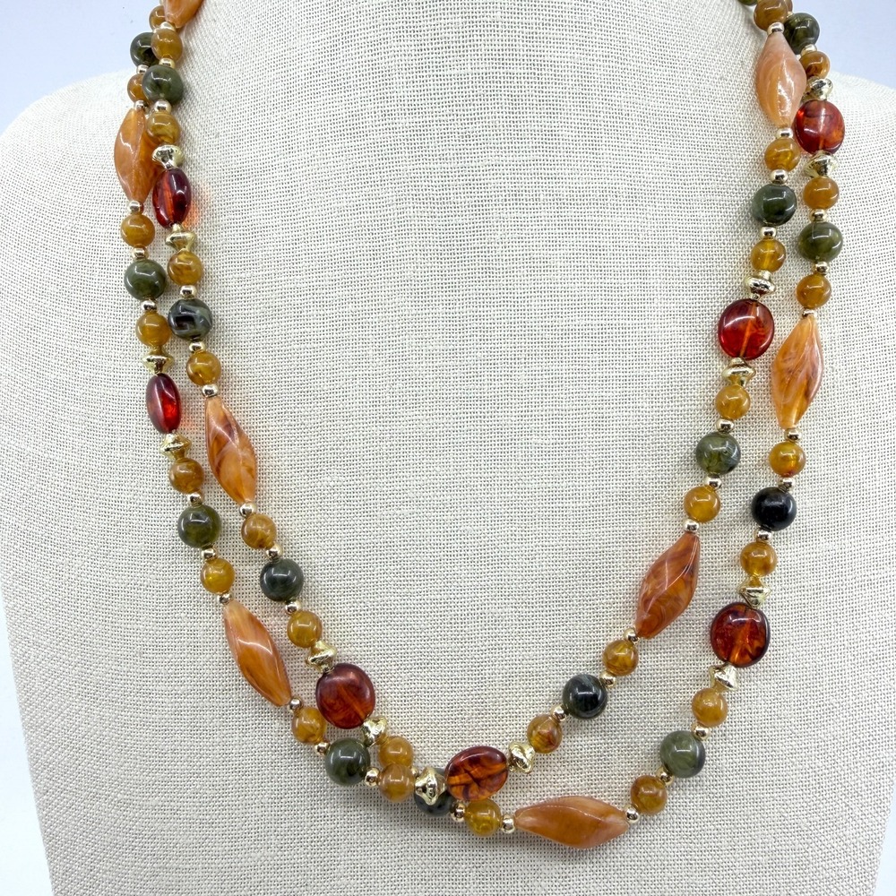 Y2K Multi-Color Swirl Bead Layered Statement Necklace - Boho Jewelry Gift